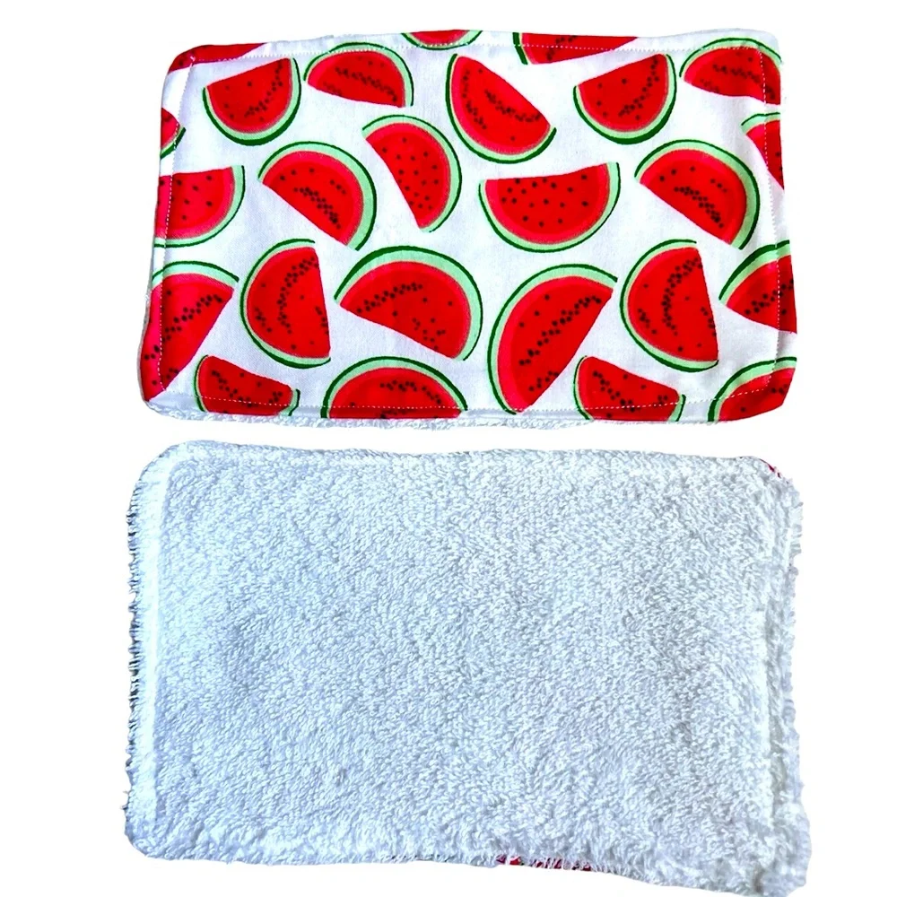 Hand Crafted Eco Friendly Pink Watermelon Six Reusable Cotton UnPaper Towels